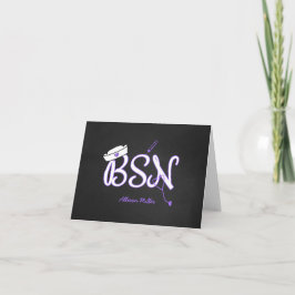 Cartão De Agradecimento BSN roxo obrigado cartões, formatura de enfermeira