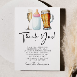 Cartão De Agradecimento Bubbles Brews and Diapers Too! Baby Shower