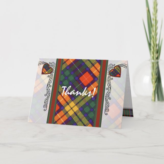 Cartão De Agradecimento Buchanan Family clan Xadrez escocesa kilt tartan (Frente)