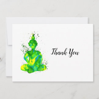Cartão De Agradecimento Buda Verde com Aquarela