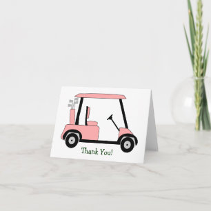 Cartão De Agradecimento Buggy de Golf Rosa Obrigado