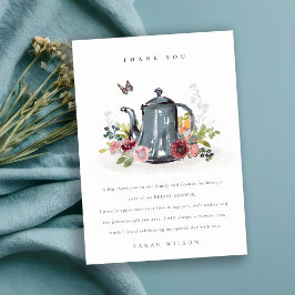 Cartão De Agradecimento Bule Charming Rosas Flores Chaleira de Chá Festa d
