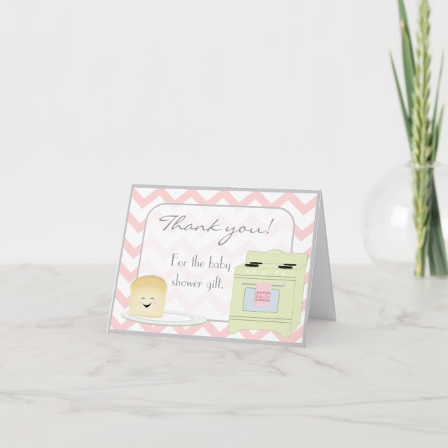 Cartão De Agradecimento Bun in the Oven Pink Thank You Card (Frente)