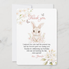 Cartão De Agradecimento Bunny Butterfly Pink Petals Stationery