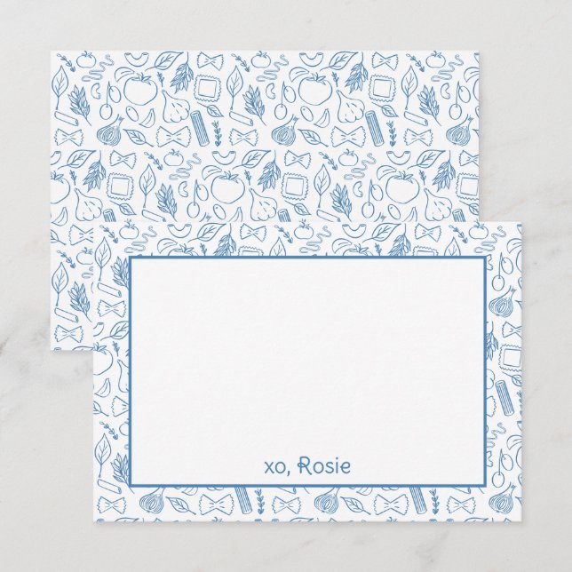 Cartão De Agradecimento Buon Appetito Pasta Personal Stationery ou (Frente/Verso)