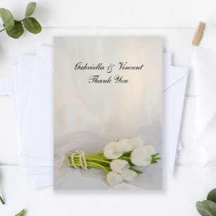 Cartão De Agradecimento Buquê branco da tulipa que Wedding o obrigado lis