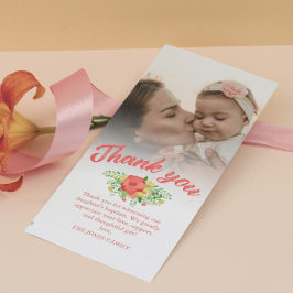 Cartão De Agradecimento Buquê Coral Red Primavera Baptism Obrigado Foto