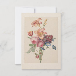 Cartão De Agradecimento Buquê de aquarela de arte floral holandês vintage
