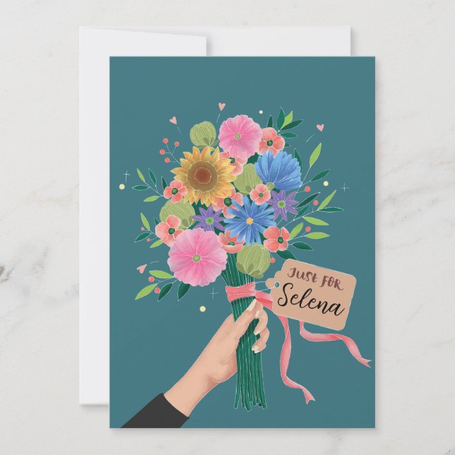 Cartão De Agradecimento Buquê de flor selvagem (Frente)