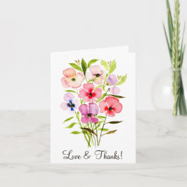 Cartão De Agradecimento Buquê de flor selvagem com foto-casamento