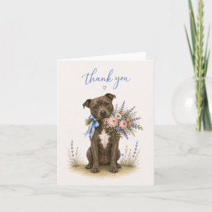 Cartão De Agradecimento Buquê de Flores Staffordshire Bull Terrier Obrigad