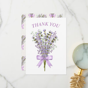 Cartão De Agradecimento Buquê de Lavanda de Aquarela Obrigado