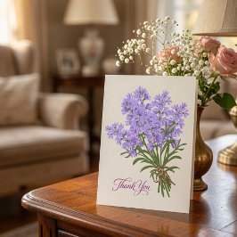 Cartão De Agradecimento Buquê de Lavanda Dobrado Manuscrito