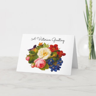 Cartão De Agradecimento Buquê de Rosas Arte Floral Vitoriana de Boas Vinda