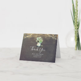 Cartão De Agradecimento Buquê dos Succulents e obrigado rústico do frasco