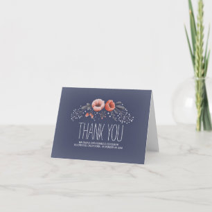 Cartão De Agradecimento Buquê Floral Azul Bebê Respiração Casamento