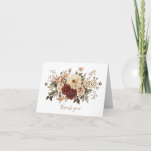 Cartão De Agradecimento Buquê Floral Boho Neutro para Casamento Chá de Noi