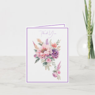 Cartão De Agradecimento Buquê Floral de Aquarela Bonito 