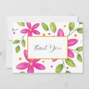 Cartão De Agradecimento Buquê Floral de Aquarela Rosa Quente
