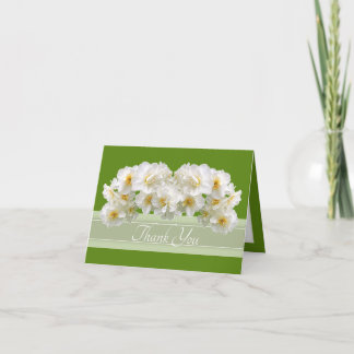 Cartão De Agradecimento Buquê Floral de Narciso Branco Elegante Obrigado