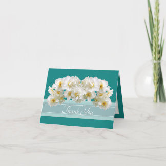 Cartão De Agradecimento Buquê Floral de Narciso Branco Elegante Obrigado