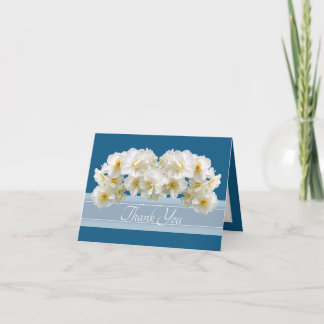 Cartão De Agradecimento Buquê Floral de Narcisos Brancos Elegantes Agradec