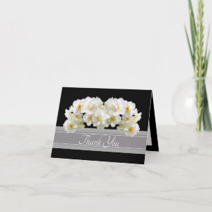 Cartão De Agradecimento Buquê Floral de Narcisos Brancos Elegantes Agradec
