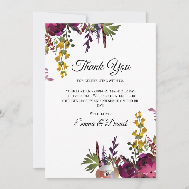 Cartão De Agradecimento Buquê Floral Elegante (Frente)