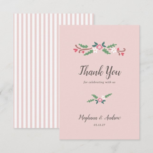 Cartão De Agradecimento Buque Floral Rústico Romântico (Frente/Verso)