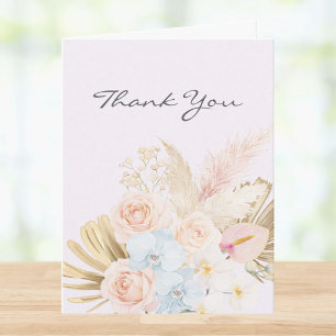 Cartão De Agradecimento Buquê Floral Tropical Bonito Monogramado