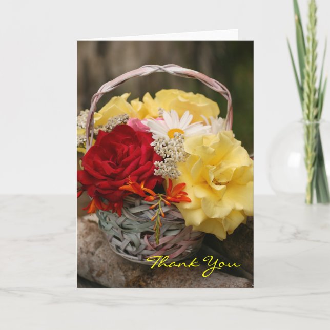 Cartão De Agradecimento Buquê rosa Obrigado Vazio (Frente)