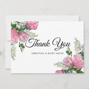 Cartão De Agradecimento Buquê Rosa Rosa Rosa Elegante Flores Obrigado de C