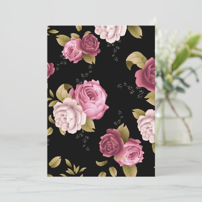 Cartão De Agradecimento Buquês dos Rosas 3 (Em pé/Frente)