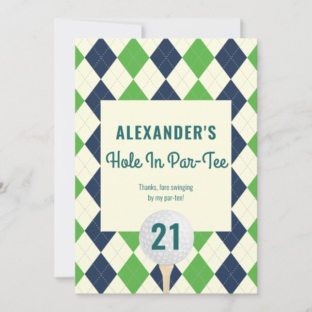 Cartão De Agradecimento Buraco em Par-Tee qualquer Golfe de Idade Mastered (Frente)