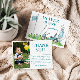 Cartão De Agradecimento Buraco em uma foto de primeiro aniversario de Golf