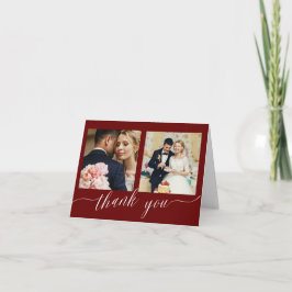 Cartão De Agradecimento Burgundy Calliografia 3 obrigado de casamento