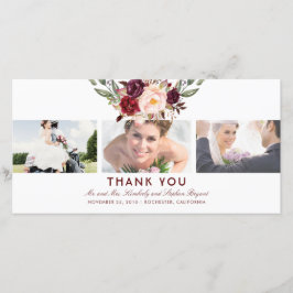 Cartão De Agradecimento Burgundy Floral Casamento Obrigado Foto