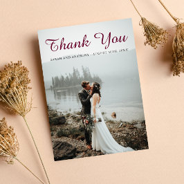 Cartão De Agradecimento Burgundy Floral Dourada Blush Rosa Obrigado