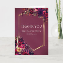 Burgundy Floral Dourada de Casamento Dobrada