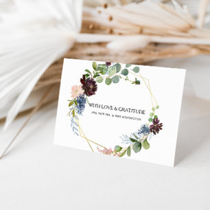 Cartão De Agradecimento Burgundy Floral e Greenery Obrigado