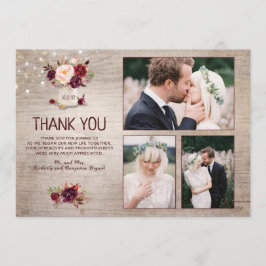 Cartão De Agradecimento Burgundy Floral Mason Jar Wedding Obrigado Foto