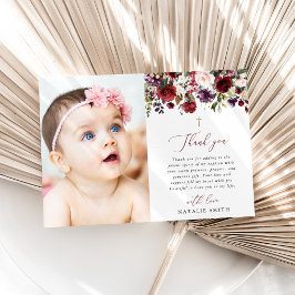 Cartão De Agradecimento Burgundy Flowers, Pink Flowers, Floral Baptism