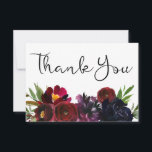 Cartão De Agradecimento Burgundy Plum Marinho Floral<br><div class="desc">Envie seus obrigados de convidados com esses bronzeados,  marinhos e o casamento floral de ameixa,  obrigado cartas.</div>