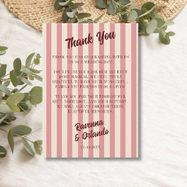 Cartão de Agradecimento Burgundy Retro Blush Pink