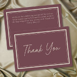 Cartão De Agradecimento Burgundy Wine Minimalist Frame Wedding<br><div class="desc">Celebrate your love with this minimalist burgundy wine wedding thank you card design. Featuring a modern double frame,  it's perfect for an elegant autumn ceremony. This earthy,  modern look offers a warm and sophisticated feel for your fall hued wedding. Created by Simply Farmhouse Press.</div>