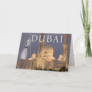 Cartão De Agradecimento Burj al Arab Mesquita à Noite Dubai Obrigado