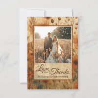 Burnt Sienna Boho Wildflowers Photo & Note Wedding