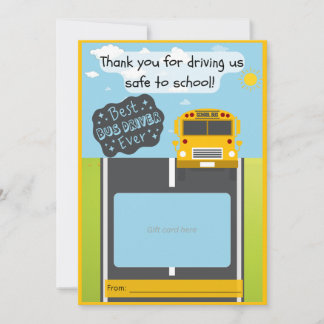 Cartão De Agradecimento Bus driver gift card holder thank you card