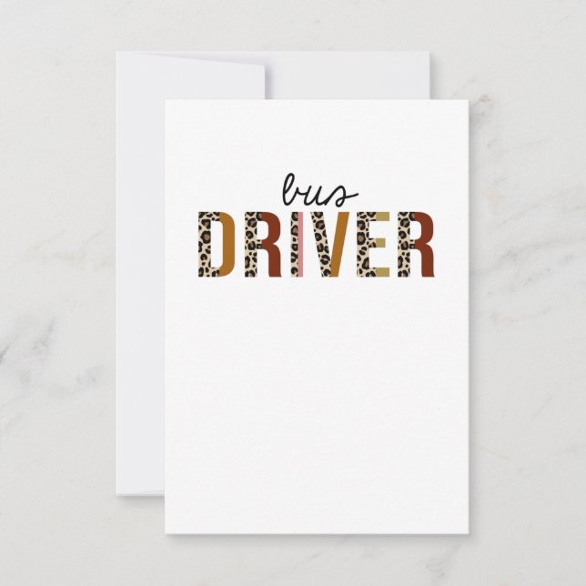 Cartão De Agradecimento Bus Driver Leopard Imprime Engraçado (Frente)