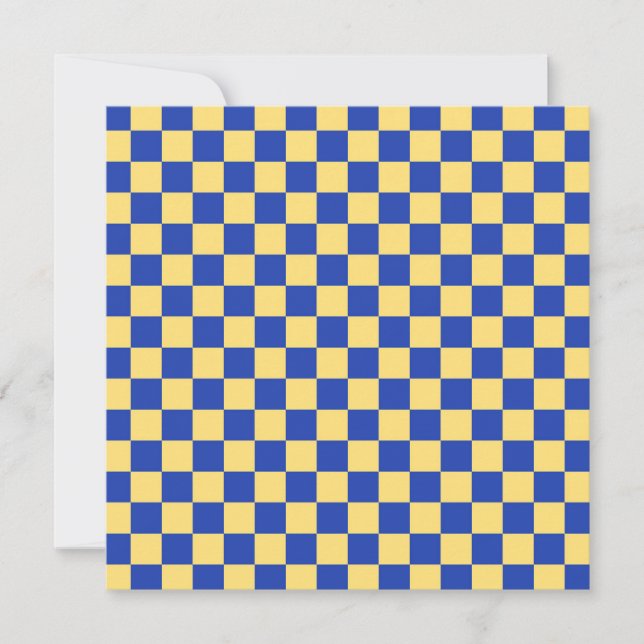 Cartão De Agradecimento Butter yellow and blue checkered board pattern (Frente)